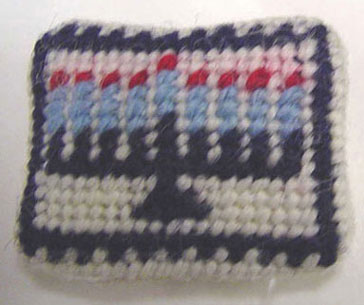 Dollhouse Miniature Menorah Needlepoint Pillow